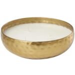 Deco 79 20 oz Mediterranean Fig Scented 3-Wick Hammered Metal Candle - Gold, 7"x7"x2" - Image 3