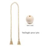 58in Wood Bead Garland with Tassels - Rustic Farmhouse Decor & Boho Wall Hanging Beads - Image 2