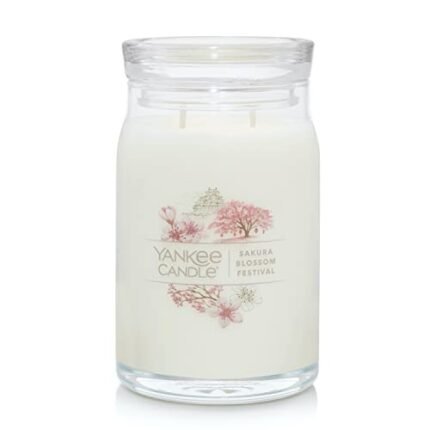 Yankee Candle Sakura Blossom Festival Scented, Signature 20oz Large Jar 2-Wick Candle, Over 60 Hours of Burn Time