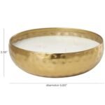 Deco 79 20 oz Mediterranean Fig Scented 3-Wick Hammered Metal Candle - Gold, 7"x7"x2" - Image 6