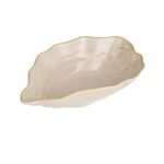 Creative Co-Op Oyster Shaped Stoneware Bowl, Cream
