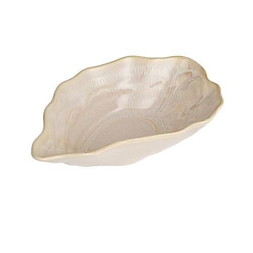 Creative Co-Op Cream Oyster-Shaped Stoneware Bowl - Perfect for Stylish Creative Co-Op Oyster Shaped Stoneware Bowl, Cream