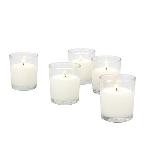 Stonebriar 12-Hour Unscented Wax Votive Holders, 48-Pack, White for Long-Lasting Stonebriar 12 Hour Long Burning Unscented Wax Filled Votive Holders, 48 Pack, White