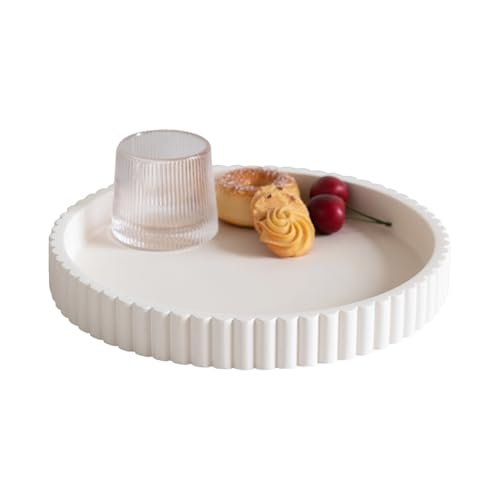 Decorative 11" White Round Concrete Tray for Coffee Table, Living Decorative Tray for Coffee Table, Living Room, Side Table, 11" White Round Concrete Home Decor Serving Trays for Accent Table, Console Table