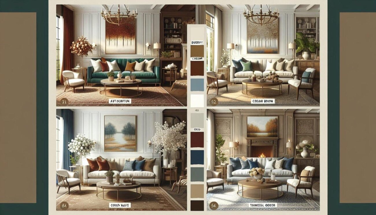 What are some timeless color palettes for a traditional living room?