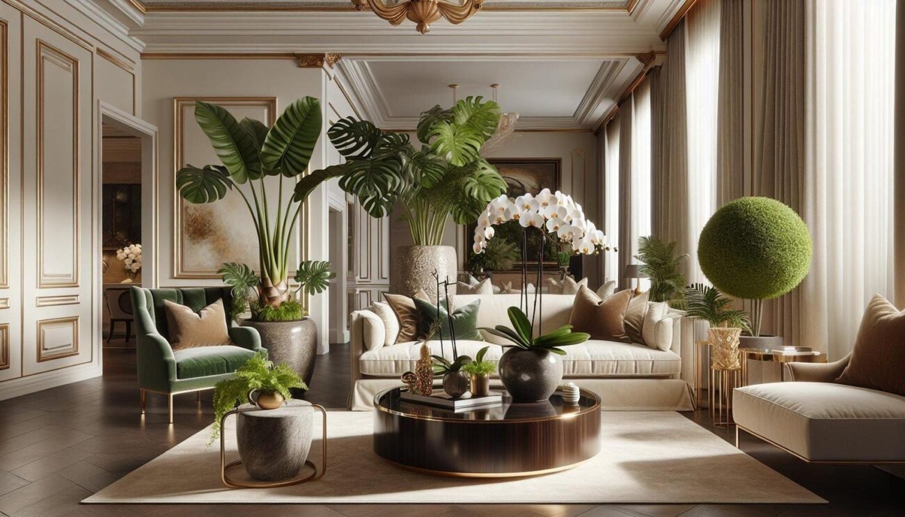 What are some good plants for adding a touch of elegance to living room decor?