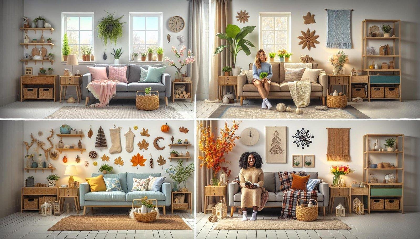 How can I update my living room decor for different seasons?