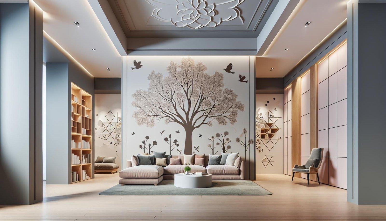 How can I use wall decals or stickers in a living room?