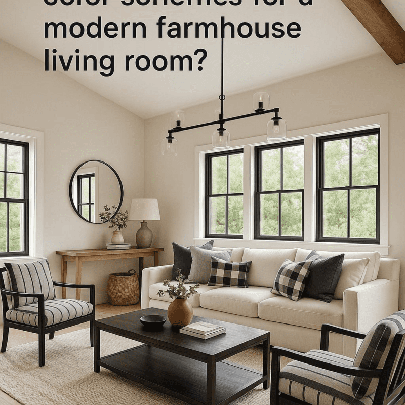 What are some popular color schemes for a modern farmhouse living room?