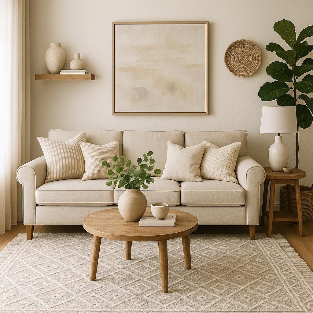 How can I create a cohesive look in my living room decor?