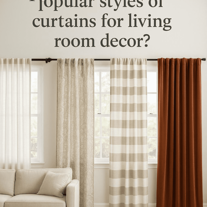 What are some popular styles of curtains for living room decor?