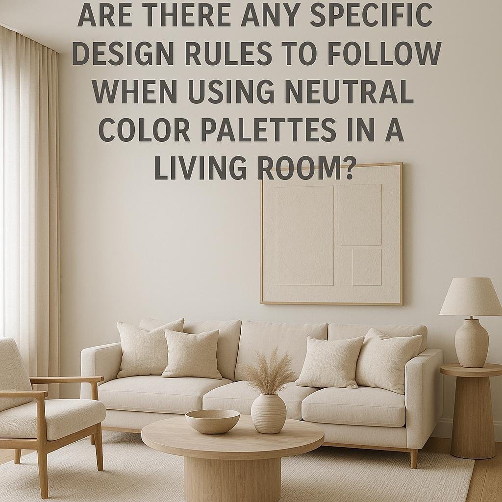 Are there any specific design rules to follow when using neutral color palettes in a living room?