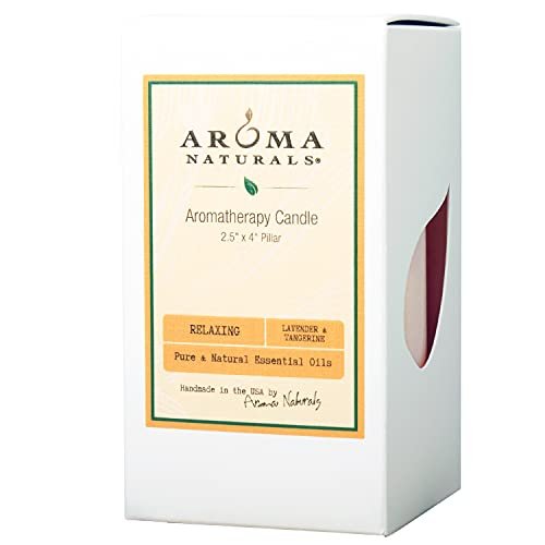 41eccIGzxS._SL500_.jpg Aroma Naturals Lavender & Tangerine Pillar Candle – Relaxing Scent, 2.5" x 4" Size - Image 7