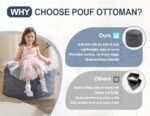 WSOFRLAC Dark Grey Pouf Ottoman - 26x18 Corduroy Foot Stools for Living Room, Small Foam Hassocks. - Image 3
