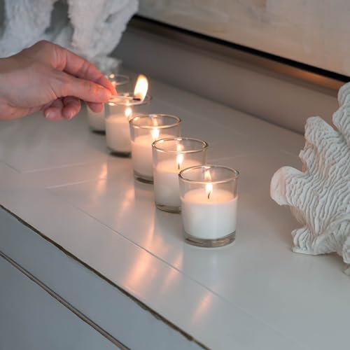 41-J-3EJaJL._SL500_.jpg Stonebriar 12-Hour Unscented Wax Votive Holders, 48-Pack, White for Long-Lasting Ambiance - Image 8