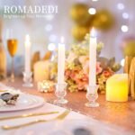 Romadedi Clear Glass Taper Candle Holders - 2-Piece Set, Thick Candlestick Holders for Wedding, Christmas & Dining Table Centerpiece Decor. - Image 4