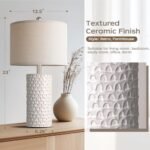 PARTPHONER 23" Modern Ceramic Table Lamp Set of 2 - Rustic Farmhouse Nightstand Lamps for Bedroom & Living Room Decor - Image 3