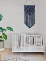 Winterdemoon Handmade Cotton Macrame Wall Hanging in Navy - Stylish Home Decor Accent - Image 3