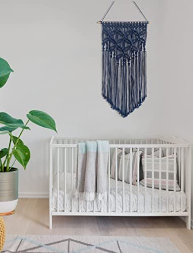 410CrGYQ0yL._SL500_.jpg Winterdemoon Handmade Cotton Macrame Wall Hanging in Navy - Stylish Home Decor Accent - Image 3