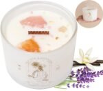 Healing Crystals Candle for Women - 12oz Wood Wick Candles That Crackle. Crystals and Healing Stones Aromatherapy, Lavender Vanilla Soy Wax for Home Scented. Spiritual Gifts for Women
