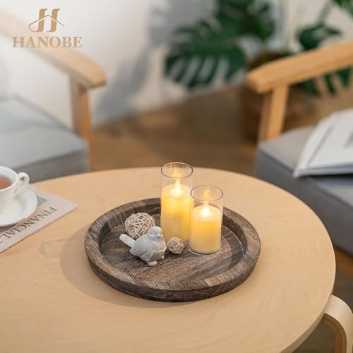 4116dHmKGhL._SL500_.jpg Hanobe Wooden Candle Plate Holder: Round Rustic Tray for Tealights, Pillars & Home Decor. Perfect for Christmas & Weddings! - Image 6
