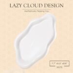 CCINPPY Ceramic Jewelry Tray - Cloud-Shaped Trinket Dish for Rings, Keys & Decor, White, Medium - Image 2