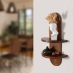 GRID FORTE Mid-Century Modern Arched Wall Shelf – 22x11.6 Inch Walnut Double Floating Rainbow Shelf for Indoor Planters & Decor - Image 6