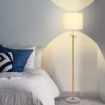 Adjustable Modern Floor Lamp for Living Room: Gold Brass, Marble Base, Dimmable, White Shade, Bulb Included - Image 8