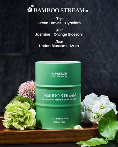413N6mfnLDL._SL500_.jpg M&SENSE Bamboo Scented Candles - Non-Toxic Aromatherapy for Relaxation & Stress Relief, Ideal Housewarming Gift, 11.3oz, 70 hr Burn - Image 5