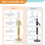 Adjustable Modern Floor Lamp for Living Room: Gold Brass, Marble Base, Dimmable, White Shade, Bulb Included - Image 5