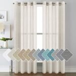 H.VERSAILTEX Natural Linen Sheer Curtains Flax Linen Blended Curtain Panels Living Room Sheer Curtains 84 inches Long 2 Panels, Nickel Grommet Semitransparent Semi-Sheer Soft Privacy Drapes, Natural