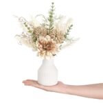Mkono 13.5" Ceramic Vase with Small Artificial Flowers - Elegant Silk Centerpiece for Home, Dining & Weddings - Image 5