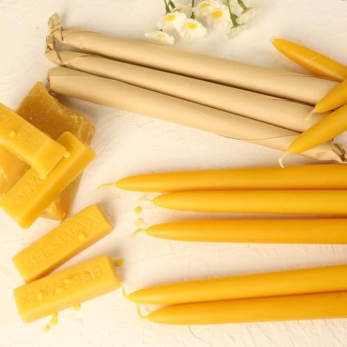 415gaewLBzL._SL500_.jpg 9-Inch Unscented Beeswax Taper Candles, Smokeless & Dripless, 10-Hour Burn Time (8-Pack) - Image 8