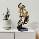 Aboxoo Thinker Statue - Gold Silence is Golden Abstract Art Figurine for Modern Home Decor, Office, and Living Room - Image 6