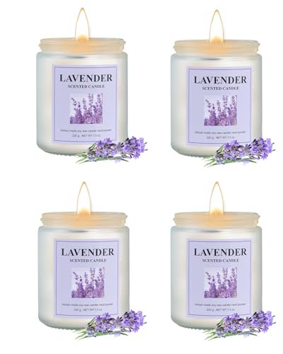 GITRANG 4 Pack Lavender Candle Set, 30 oz 200 Hour Home Aromatherapy Jar Candles, Long Lasting Aromatherapy Candles for Bedrooms Yoga Rooms Lounges Gardens Patios Balconies and Camping