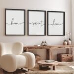 Heiple Set of 3 Framed Farmhouse Home Sweet Home Signs for Stylish Bedroom Wall Decor - Image 2