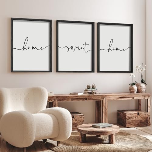 418UCkKvgKL._SL500_.jpg Heiple Set of 3 Framed Farmhouse Home Sweet Home Signs for Stylish Bedroom Wall Decor - Image 2