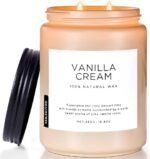 M&SENSE Vanilla Soy Candles, Large 2 Wick Jar Candle 19.4oz, 110 Hours Burning Time, 100% Natural Organic Soy Wax, Relaxing Aromatherapy Scented Candle, Housewarming Gift for Women and Men