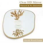 PERFNIQUE 27''x19'' Gold Wood Framed Asymmetrical Wall Mirror for Bathroom, Bedroom, & Living Room - Image 2