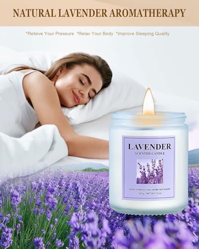 419RordLydL._SL500_.jpg GITRANG 4-Pack Lavender Candles: 30 oz, 200-Hour Aromatherapy for Home, Yoga & Outdoors. - Image 3