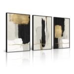 Large Black and White Abstract Wall Art Set | 3-Piece Canvas Prints for Living Room & Office Decor (24x36 in) - Image 4