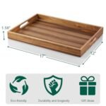 17-Inch Acacia Wood Serving Tray with Handles - Versatile Large Wooden Tray for Ottoman, Breakfast, and More - Image 7