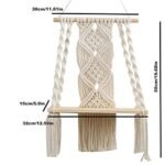 Handmade Macramé Wall Hanging Plant Shelf - Boho Floating Wood Decor for Indoor/Outdoor Use - Image 2