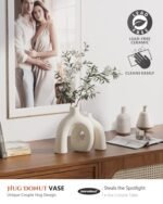 Hug Donut Decorative Vase Set - Modern Nordic Boho Home Decor, Matte Ceramic Vases in Cream White for Living Room, Shelf, or Console. - Image 3