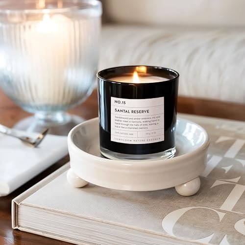 41DL75h1lSL._SL500_.jpg LUMELOOM Santal Reserve Candles - 9oz Soy Wax, Sandalwood & Amber Scent, Ideal Gifts! - Image 3