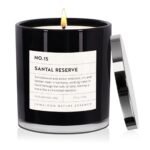 LUMELOOM Santal Reserve Luxury Scented Candles, 9oz Soy Wax Candles for Home Scented, Sandalwood, Amber, Iris & Leather Scent, Long Burning Time, Gifts for Women, Men, Sister, Teacher