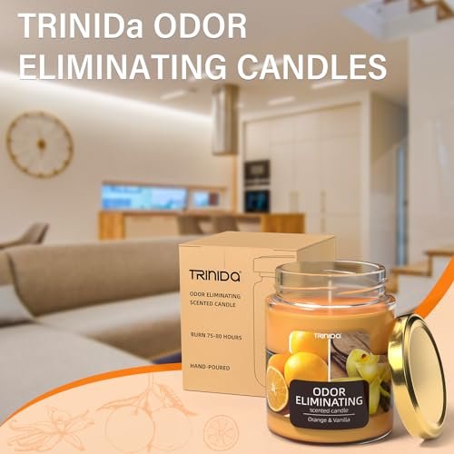 41FKJcp1f2L._SL500_.jpg TRINIDa Orange & Vanilla Odor Eliminating Candles - Banish 99% of Unwanted Smells Quickly! - Image 3