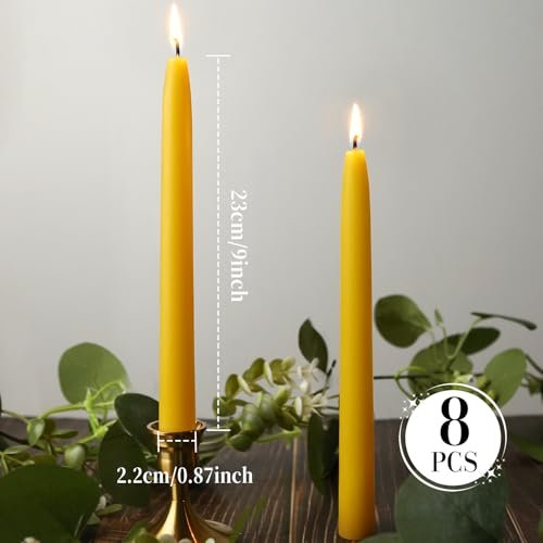 41GTqSOVIKL._SL500_.jpg 9-Inch Unscented Beeswax Taper Candles, Smokeless & Dripless, 10-Hour Burn Time (8-Pack) - Image 4