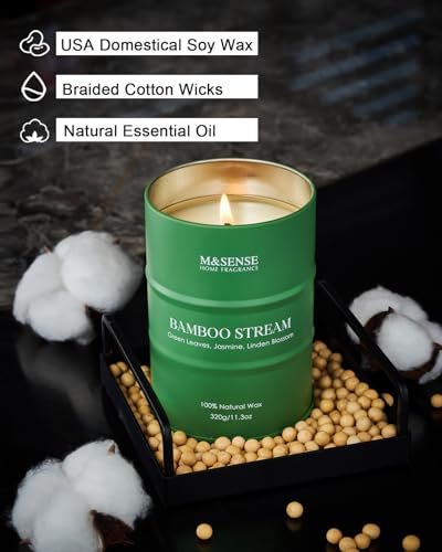 41HL8oD7Z6L._SL500_.jpg M&SENSE Bamboo Scented Candles - Non-Toxic Aromatherapy for Relaxation & Stress Relief, Ideal Housewarming Gift, 11.3oz, 70 hr Burn - Image 4