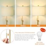 Adjustable Modern Floor Lamp for Living Room: Gold Brass, Marble Base, Dimmable, White Shade, Bulb Included - Image 3